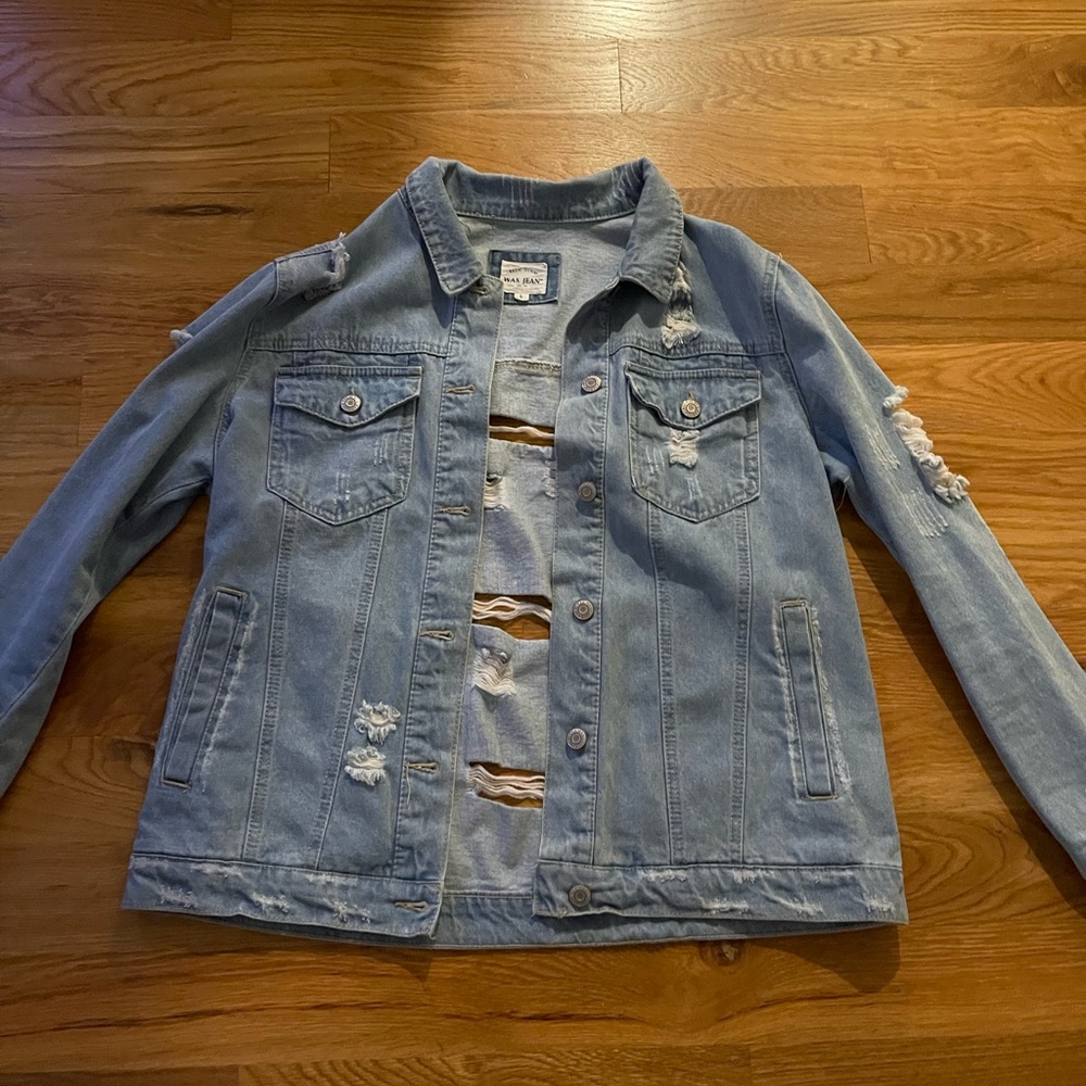 “Basic Denim” Distressed Jean Jacket - image 1